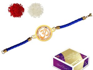 Gold Plated OM Bracelet Incredible Rakhi with Roli Chawal