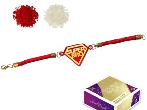 Super Bro Bracelet Incredible Rakhi for Amazing Bhai with Roli Chawal