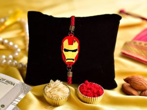 Iron Man Bracelet Incredible Rakhi with Roli Chawal – (Red-Gold Acrylic)