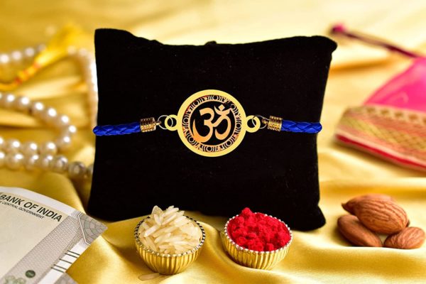 Gold Plated OM Designer Bracelet Rakhi