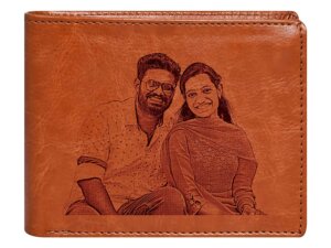 Personalized Photo Man Made Leather Wallets for Men (Tan)