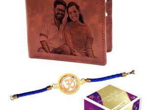 Rakshabandhan Combo of Personalized Wallet and Gold Plated O...