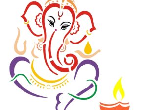 Ganesha Diya Rangoli Stencils for Diwali Decoration (Set of 2 Stencil, 6 Colors Bottles, 1 Nozzle)