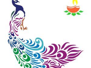 Peacock Diya Rangoli Stencils (Set of 2 Stencil, 6 Colors Bottles, 1 Nozzle)