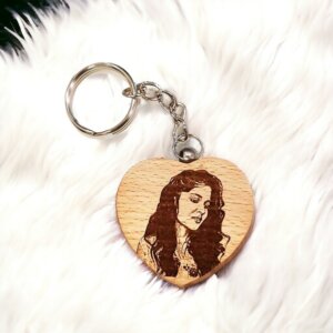 Custom Engraved Wooden Heart Picture Keychain