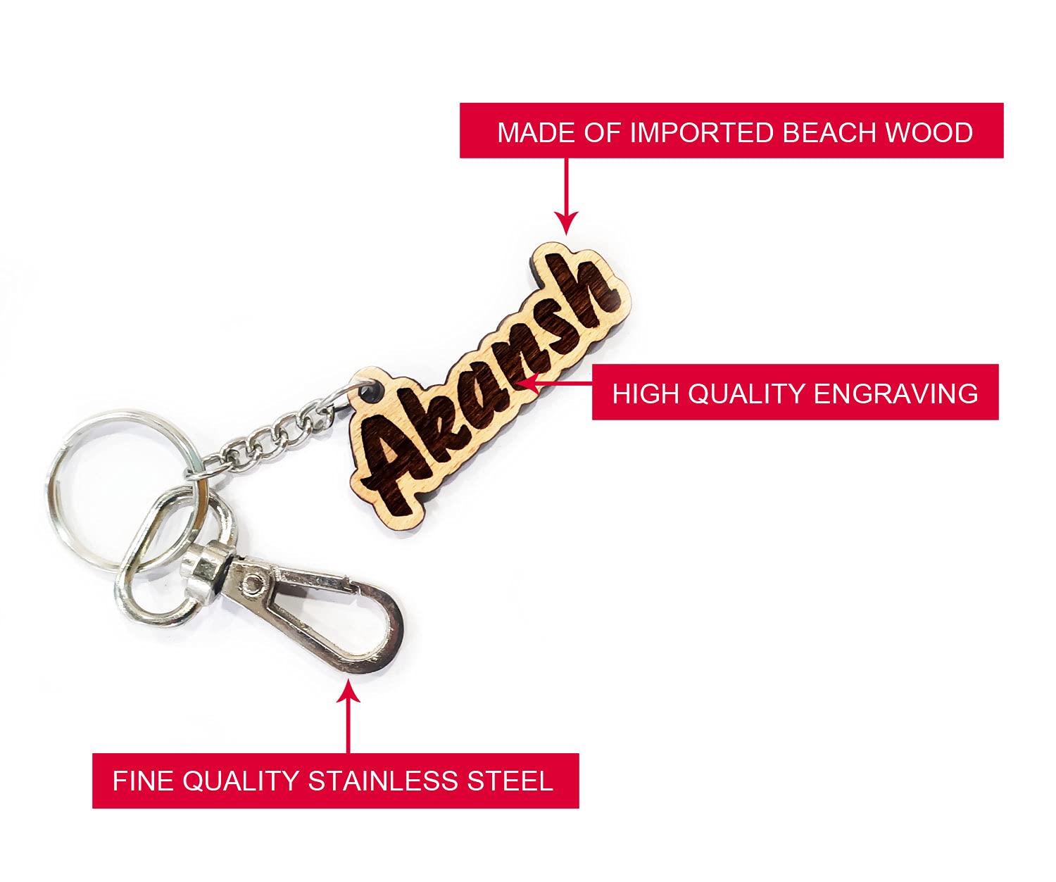 Customized Name Keychain for Girls or Boys (Wood) - Incredible Gifts