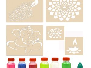 Rangoli Designs Making Kit for Floor for Diwali Decoration with 6 Rangoli Powder (Set of 5)