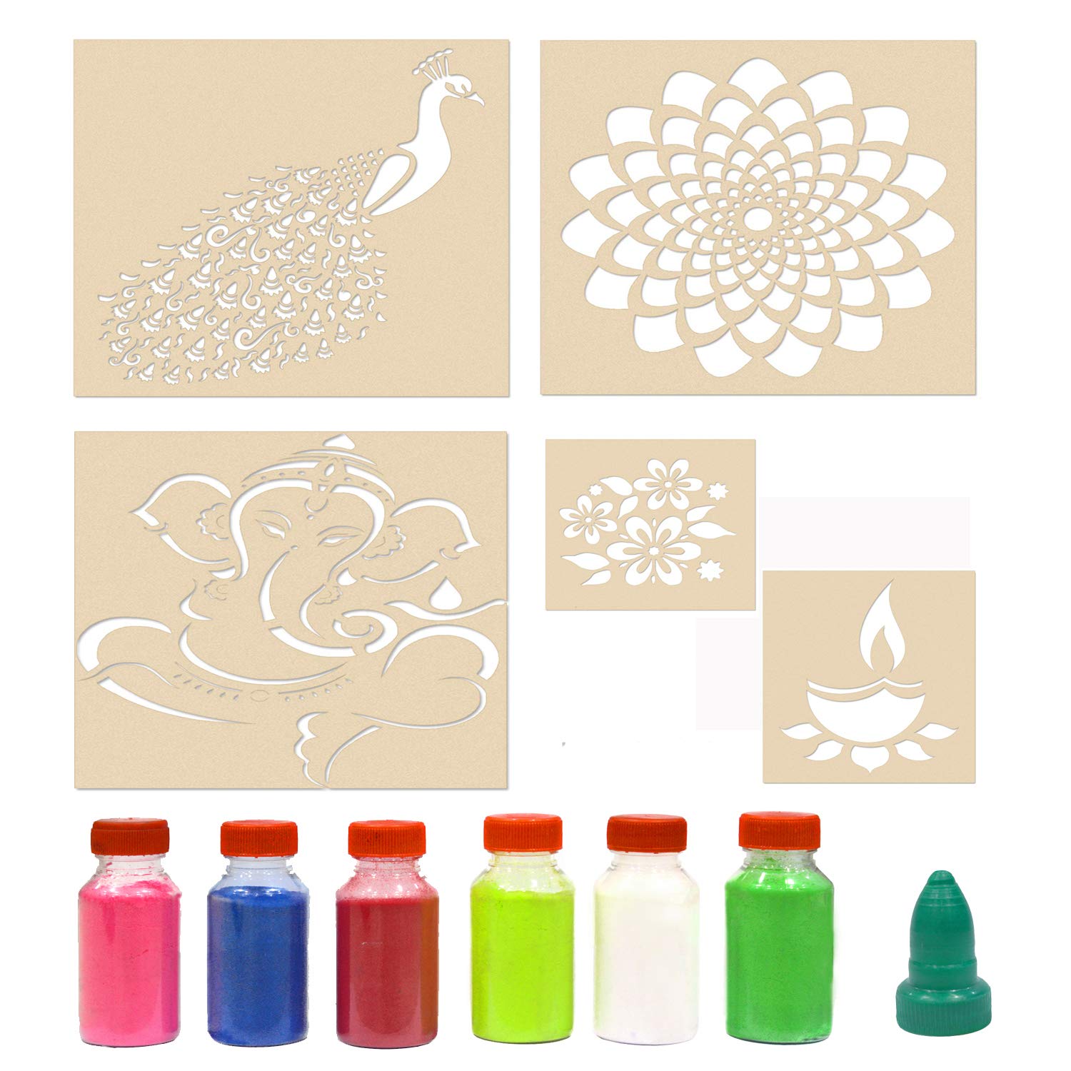 Rangoli Designs Making Kit for Floor for Diwali Decoration with 6