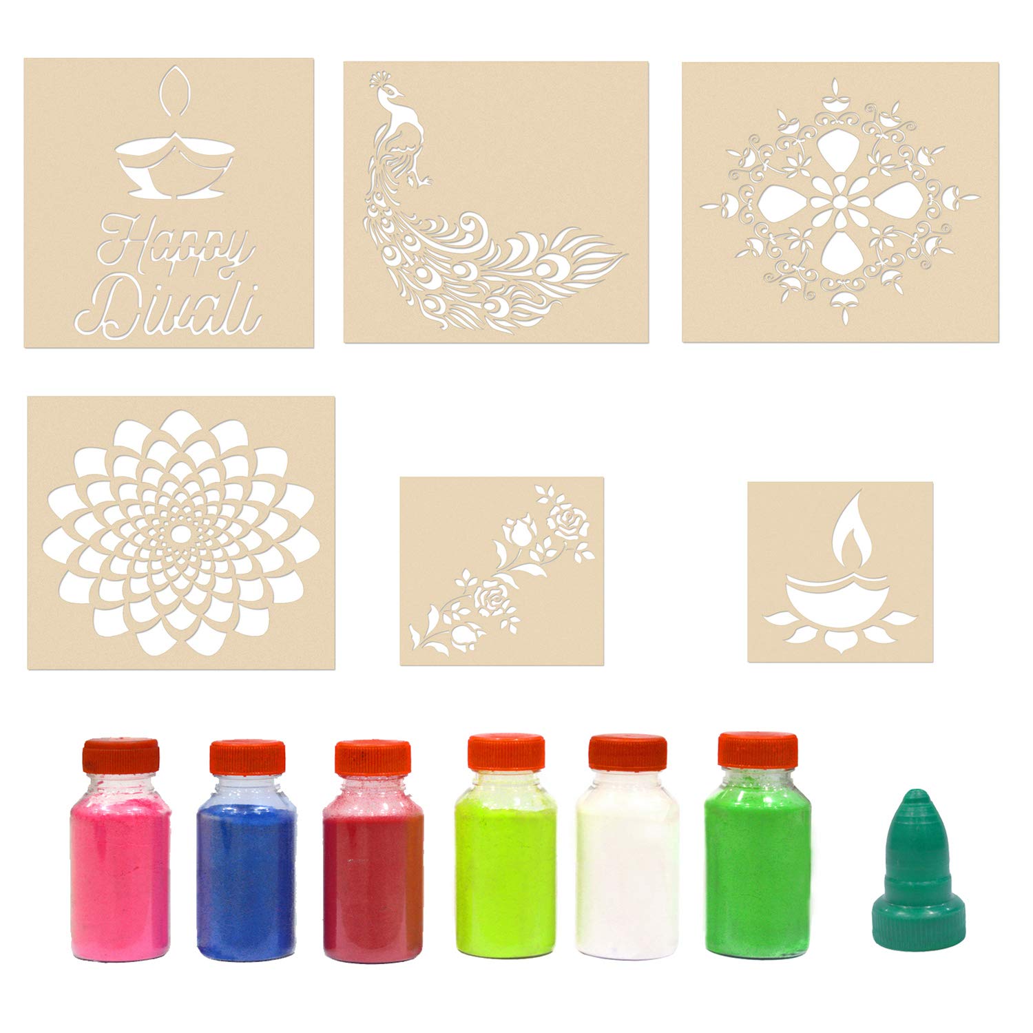 Rangoli Designs Making Kit for Floor for Diwali Decoration with 6 Rangoli  Powder (Set of 5) - Incredible Gifts