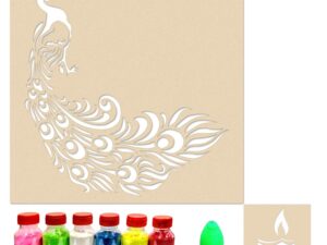 Peacock Diya Rangoli Stencils (Set of 2 Stencil, 6 Colors Bo...