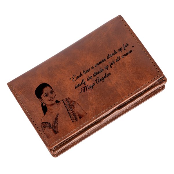 Photo Engraved Brown Wallet