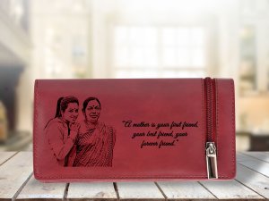 RFID Protected Personalized Photo Wallet For Girls or Woman (Cherry Red)