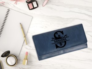 Personalized Name Women Wallet Gift for Girls (Blue)