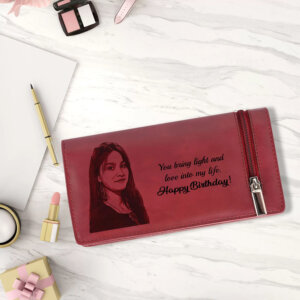 RFID Protected Personalized Photo Wallet For Woman (Cherry Red)