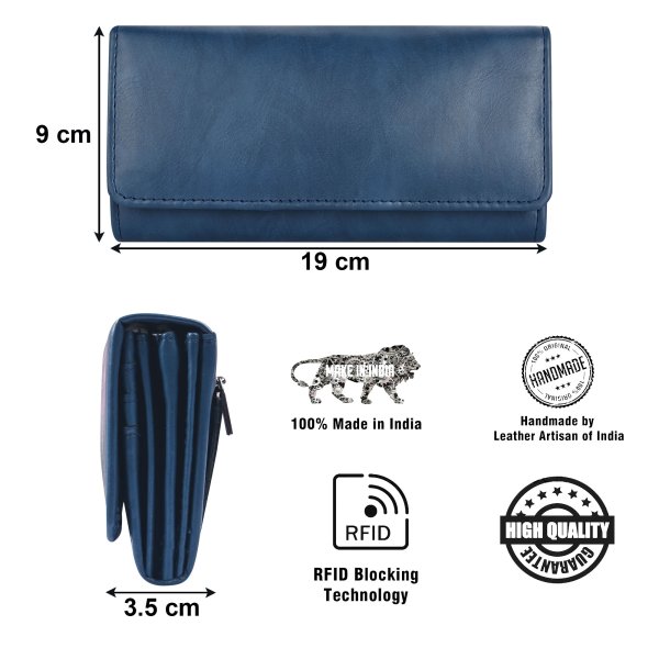 Size Image of Blue Ladies Wallet