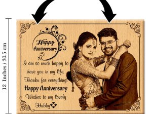 Wedding Anniversary Personalized Engraved Wooden Photo Frame For Married Couples – Large Size