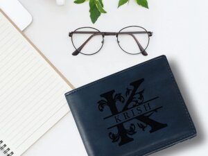 Personalized RFID Blocking Name Wallet for Man (Blue)