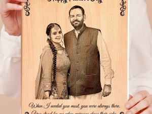 Unique Personalised Happy Father’s Day Engraved Wooden Photo Frame Gift for Loving Father-Large Size