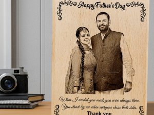 Unique Personalised Happy Father’s Day Engraved Wooden Photo Frame Gift for Loving Father-Large Size