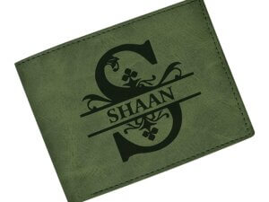 Personalized Name Green Wallet for Men