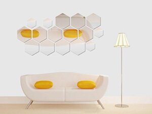 Hexagon Silver Shaped 3D Wall Decor Stickers For Home