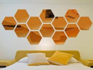 Hexagon Gold Shaped 3D Wall Decor Stickers for Home