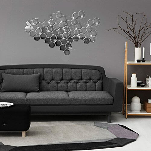 3D Wall Decor Stickers Hexagon (Silver Small) - Incredible Gifts