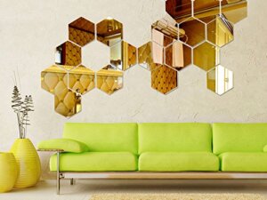 3D Hexagon Wall Decor Sticker (Gold, Medium) 20 Pieces