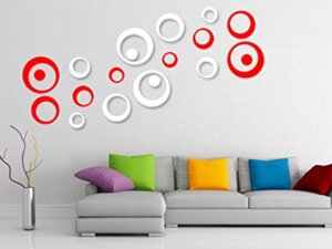 Wall Decor 3D Stickers (Acrylic, Red and White), 20 Pieces