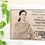 Teachers Day Gift for Mam Customized Engraved Photo Frame on Wood - Large Size