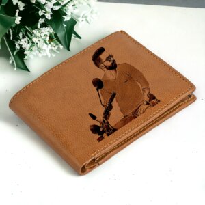 Personalized Vegan Leather Photo Wallet For Men (Croc Tan)