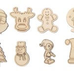 DIY Christmas Decorations Ornaments for Christmas Tree - Set of 8 Wooden Laser Cut and Engraved Ornament with Thread, Use as Hanging for Xmas Tree Decor (Wooden, Set C of 8 Engraved)