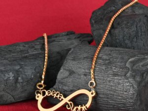 Customised Infinity Necklace with Couple Names with Chain for Women (18k Gold Plated)