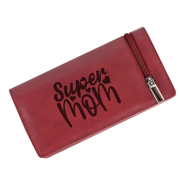 Super Mom Engraved Cherry Wallet