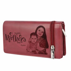 Personalized Vegan Leather Photo Wallet For Mothers Day Gift (Red Cherry)