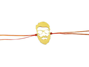 Beard Style Gold Acrylic Fancy Incredible Rakhi