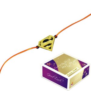 Gold Black Acrylic Super Man Incredible Rakhi