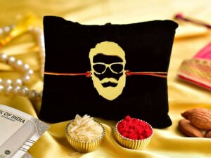 Beard Style Gold Acrylic Fancy Incredible Rakhi