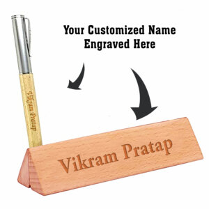 Personalized Engraved Wood Pen Holder With Customized Wooden...