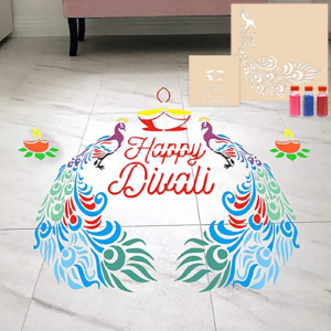 Rangoli Stencils for Floor Large Size with Six Rangoli Color...