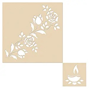 DIY Floral Wooden Rangoli Decoration Stencils Small