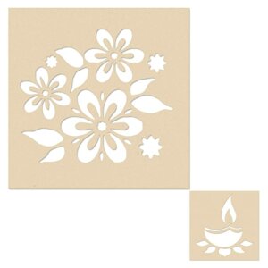 Wooden Floral Small Stencil Design for Rangoli