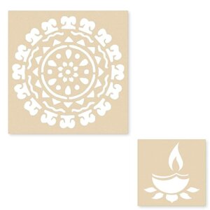 DIY Flower Rangoli – Border Rangoli Stencil with Diya