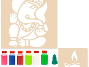 Ganesha Rangoli Design with Six Rangoli Colors