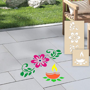 Floral Floor Rangoli – Wood Stencils Small Design