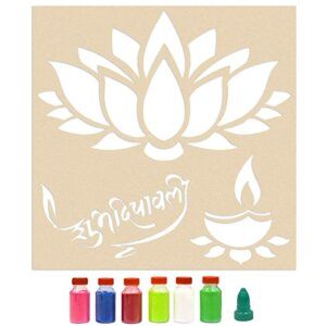 3 in 1 Rangoli Stencil – Shubh Dipawali, Diya and Lotu...