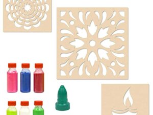 Flower with Border Rangoli Stencils Combo with 6 Rangoli Col...