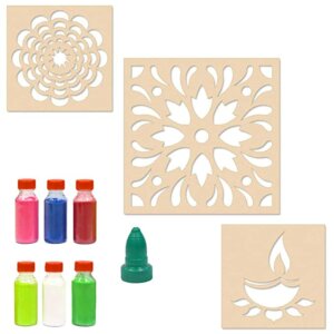 Flower with Border Rangoli Stencils Combo with 6 Rangoli Col...