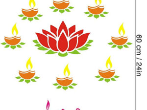 3 in 1 Rangoli Stencil – Shubh Dipawali, Diya and Lotu...