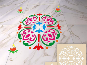 DIY Rangoli Stencils for Floor- Wooden Stencil with Diya